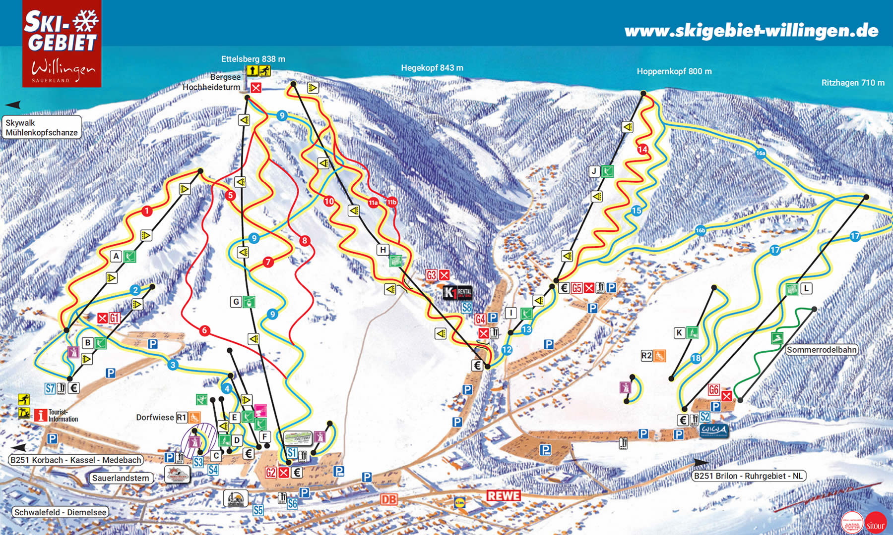 Karte Skigebiet Willingen gross